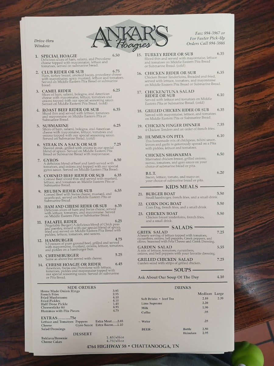 Ankar's Hoagies 58 Menu - Image 3